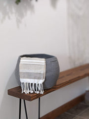 Goodpick indoor plant basket round gray adds decorative plant display.