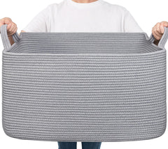 Goodpick large basket with blankets for tidy living room storage.