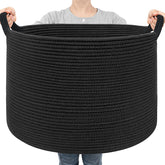 Goodpick large blanket basket 22x14 black with 90L capacity for home storage.