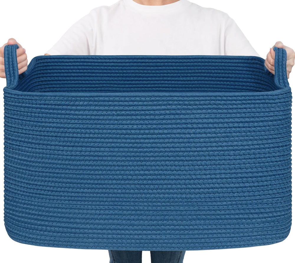 Goodpick large blanket basket front view showing spacious blanket storage