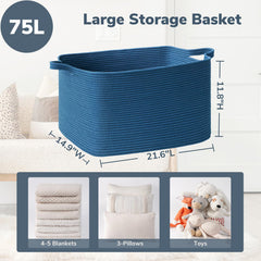 Goodpick large blanket basket in living room keeps clutter under control with stylish storage