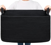 Goodpick large blanket basket in living room setting keeps blankets neatly organized