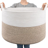 Goodpick large cotton rope basket with 83L capacity ideal for blanket storage and organization.