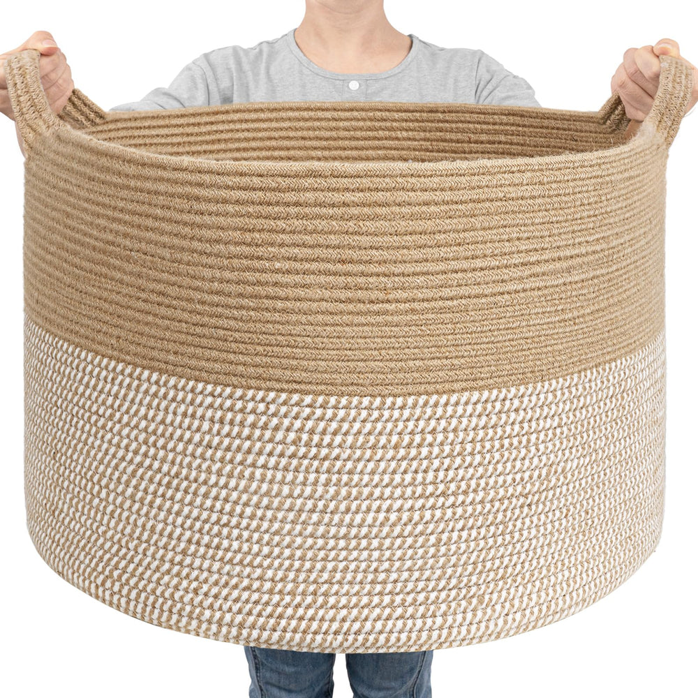 Goodpick large woven storage basket for blanket storage keeps blankets organized with chic decor