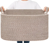 Goodpick large woven storage basket filled with blankets for organized living room storage