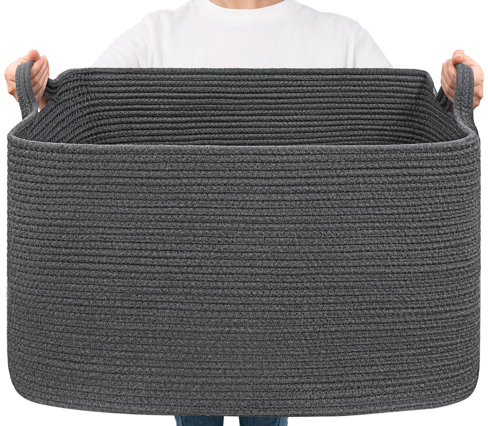 Goodpick rectangle dirty clothes basket shows large 85L capacity for laundry organization