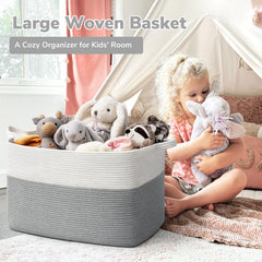 Goodpick rectangle rope basket with woven design for clutter-free bedrooms.