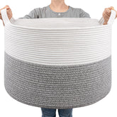 Goodpick rope basket 83L full view highlights ample storage for blankets and toys.