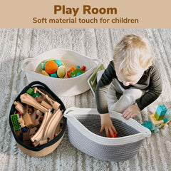 Goodpick small woven basket top view highlights its collapsible design.