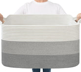 Goodpick Storage Basket large blanket basket keeps blankets neatly organized.