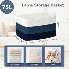 Goodpick storage basket blanket storage shows capacity for multiple throws
