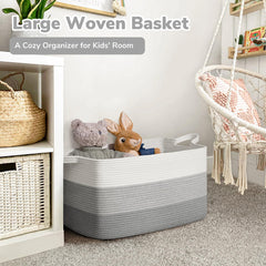 Goodpick Storage Basket gray on shelf blends with decor.