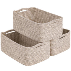 Goodpick storage baskets front view 13x8x5 ideal shelf organization with white and brown finish.