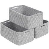 Goodpick 3-pack rectangle baskets with side handles on a shelf for easy organization