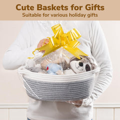Goodpick woven basket baby shower gray; stylish décor plus practical gift-prep.