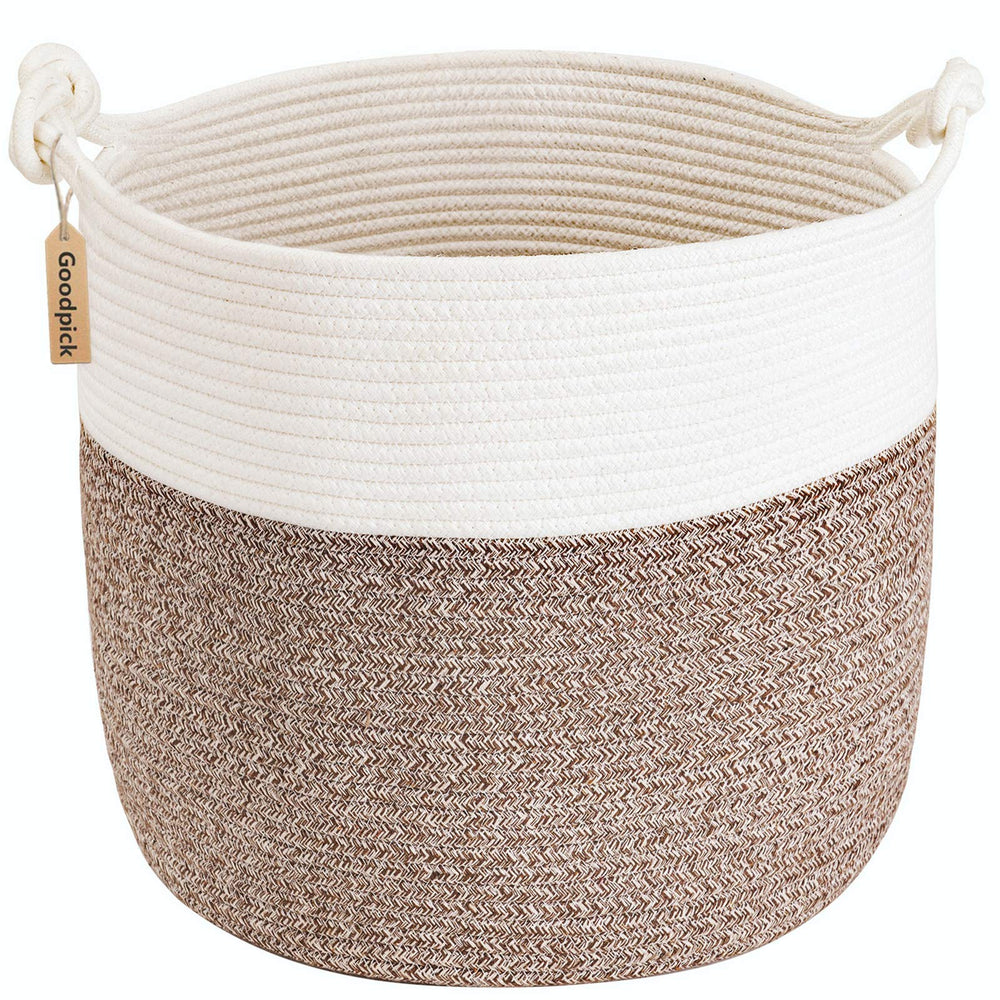 Goodpick woven laundry basket with soft-touch rope for cozy everyday storage.
