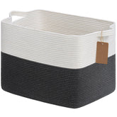 Goodpick woven storage basket 18x14x12 in dark gray with handles for organization.