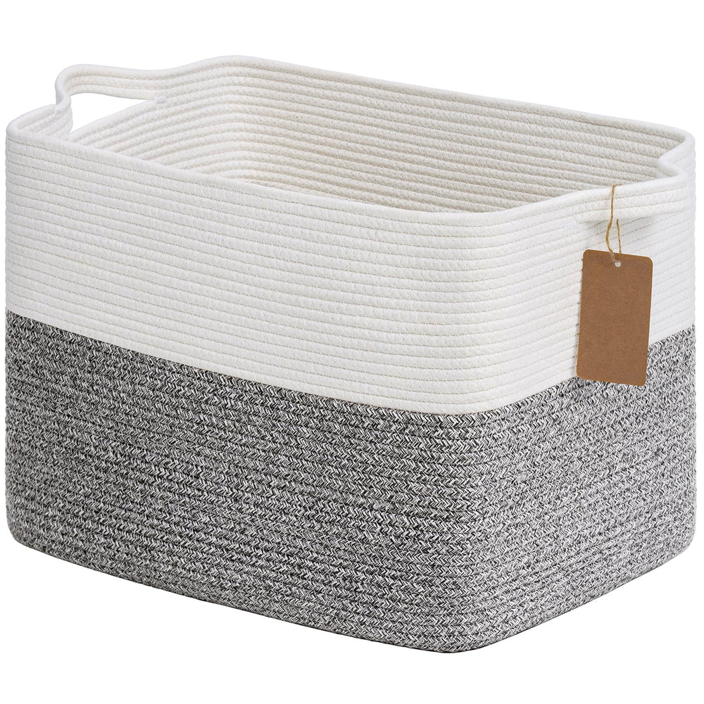 Goodpick Woven Storage Basket showing handles and soft cotton rope for versatile, gentle storage.
