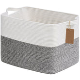Goodpick Woven Storage Basket showing handles and soft cotton rope for versatile, gentle storage.
