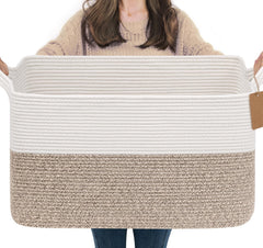 Goodpick woven storage basket rectangle 22x17x12 for blanket organization