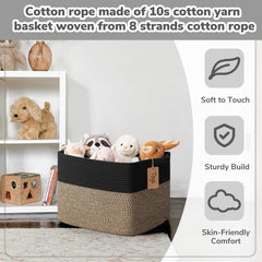 Goodpick woven storage basket filled with toys helps keep kids' room organized.