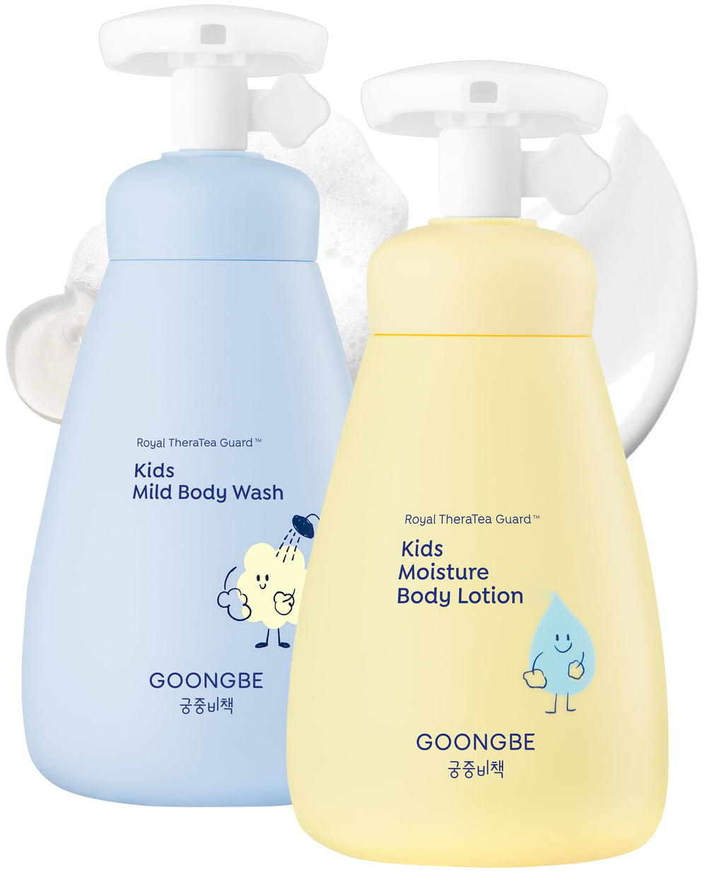 GOONGBE Kids body wash pump-top demonstrates gentle cleansing for sensitive skin