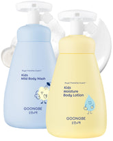 GOONGBE Kids body wash pump-top demonstrates gentle cleansing for sensitive skin