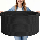 GOPAS 125L blanket basket in black empty flat for versatile storage