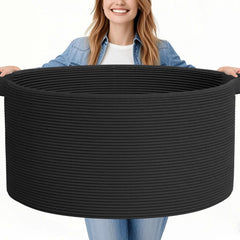 GOPAS 125L blanket basket in black empty flat for versatile storage