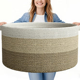 GOPAS 125L blanket basket closeup weave shows durable rope and soft texture.