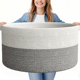 GOPAS 125L blanket basket closeup highlights durable cotton rope construction for long-lasting storage.