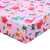 GOPHRALOVE Christmas crib sheets in girl-in-crib view show soft fabric for peaceful sleep.