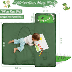 GOPHRALOVE Dinosaur Nap Mat with blanket for cozy all-in-one napping.