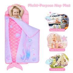GOPHRALOVE Mermaid Nap Mat detachable pillow offers cozy naps anywhere.