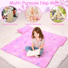 GOPHRALOVE Unicorns Nap Mat with included blanket adds warmth for daycare naps.
