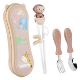 Goryeo Baby toddler utensils set closeup, showing spoon and fork for self-feeding.