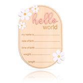 Gosknor baby announcement sign Hello World ideal for newborn hospital photos with pink lettering