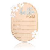 Gosknor baby announcement sign Hello World image for newborn photos and nursery decor.