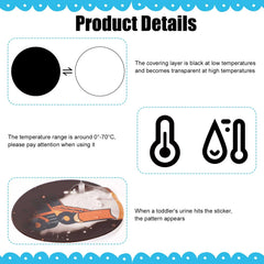 Gosknor potty sticker features a self-adhesive back for quick toilet placement.