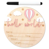 Gosknor Wooden Baby Announcement Sign Hello World is a charming newborn photo prop.