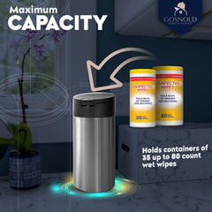 Gosnold dispenser side view shows rust-resistant stainless steel with a modern silhouette.
