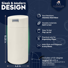 Gosnold Wipes Dispenser Cream open top demonstrates easy wipe roll loading.