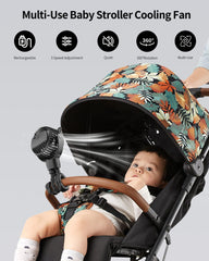 GOTOTO Baby Stroller Fan 360-degree rotation provides airflow from every angle.