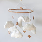GOUKURLSMA cloud mobile with clouds, moon, and stars promotes gentle visual engagement for newborns.