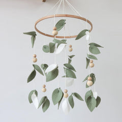 Goukurlsma green-leaf-crib-mobile forest leaves soothe baby's vision