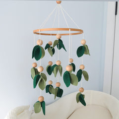 Goukurlsma Green Leaf Crib Mobile full length reveals airy, lightweight design.