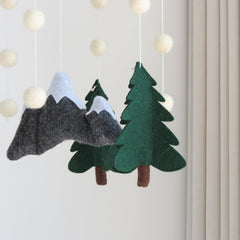 Goukurlsma woodland blue moon mobile over baby supports soothing sleep transitions.