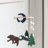 Goukurlsma woodland mobile bear on ring for crib calming bedtime routine.