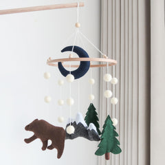Goukurlsma woodland mobile bear on ring for crib calming bedtime routine.