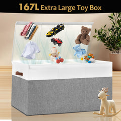 Gowee storage box with divider setup demonstrates removable divider for organized toy and clothing zones